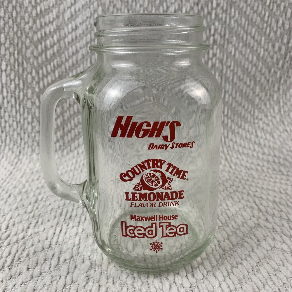 VTG‎ High's Dairy Drinking Jar Mug Lemonade Maxwell House Iced Tea Advertising